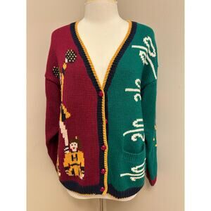 Vintage Belle Pointe Football/Cheerleader/ Go Team Sweater Cardigan Sz Large